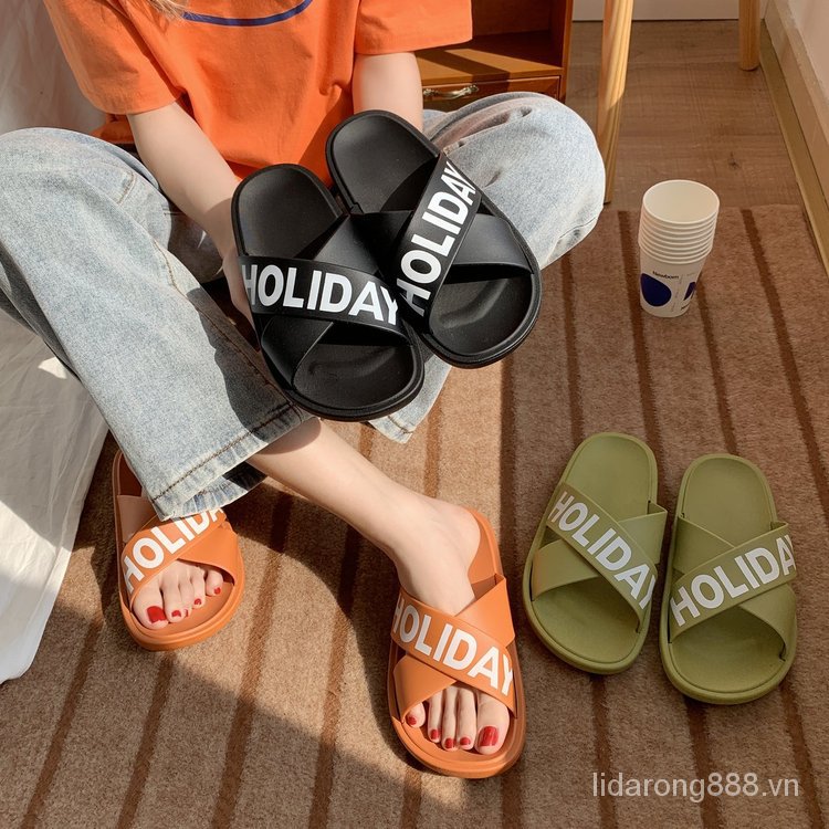 Korean-Style Net RedinsOutdoor Casual Slippers for Women Summer New Non-Slip Outdoor Cross Home Slippers Cute Fashion Y7q9