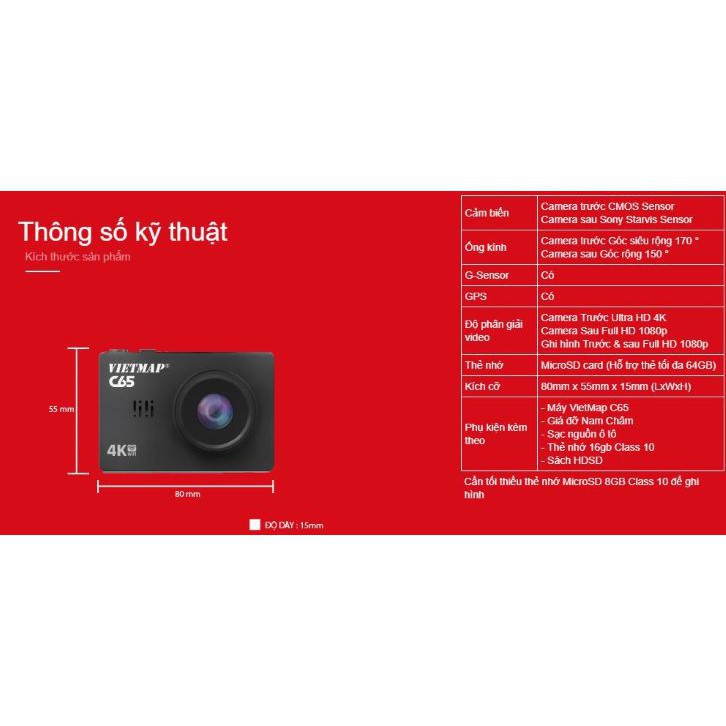 CAMERA HÀNH TRÌNH VIETMAP C65 CAMERA GHI HÌNH TRƯỚC SAU CAO CẤP KÈM THẺ NHỚ HÀNG CHÍNH HÃNG