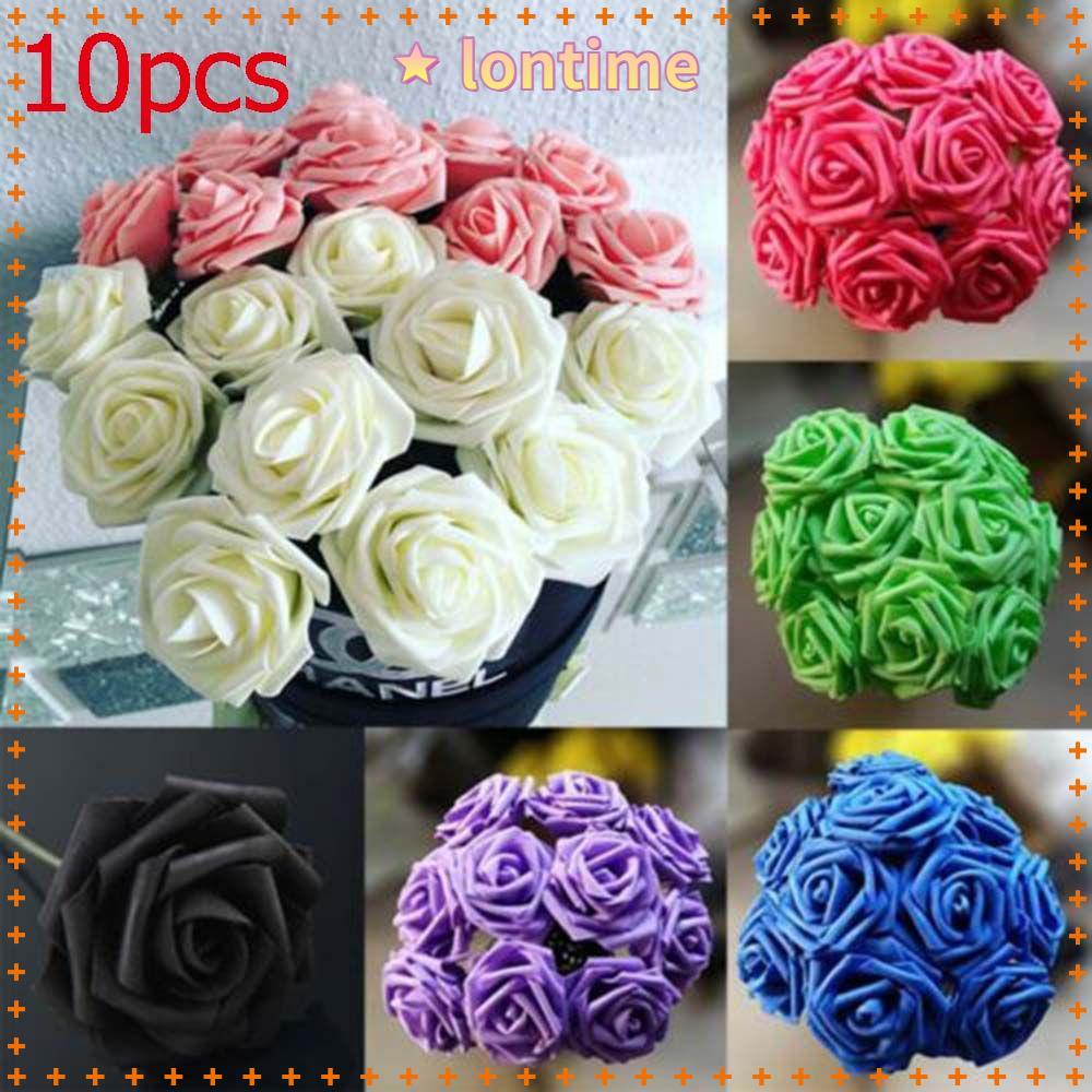 Set 10 bông hồng giả nhiều màu dùng trang trí tiệc cưới