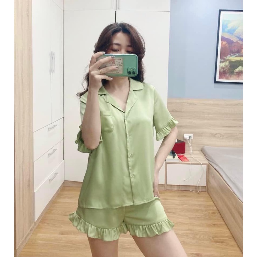 ✨BÁN SỈ✨Bộ lụa quần cộc áo bèo 5 màu