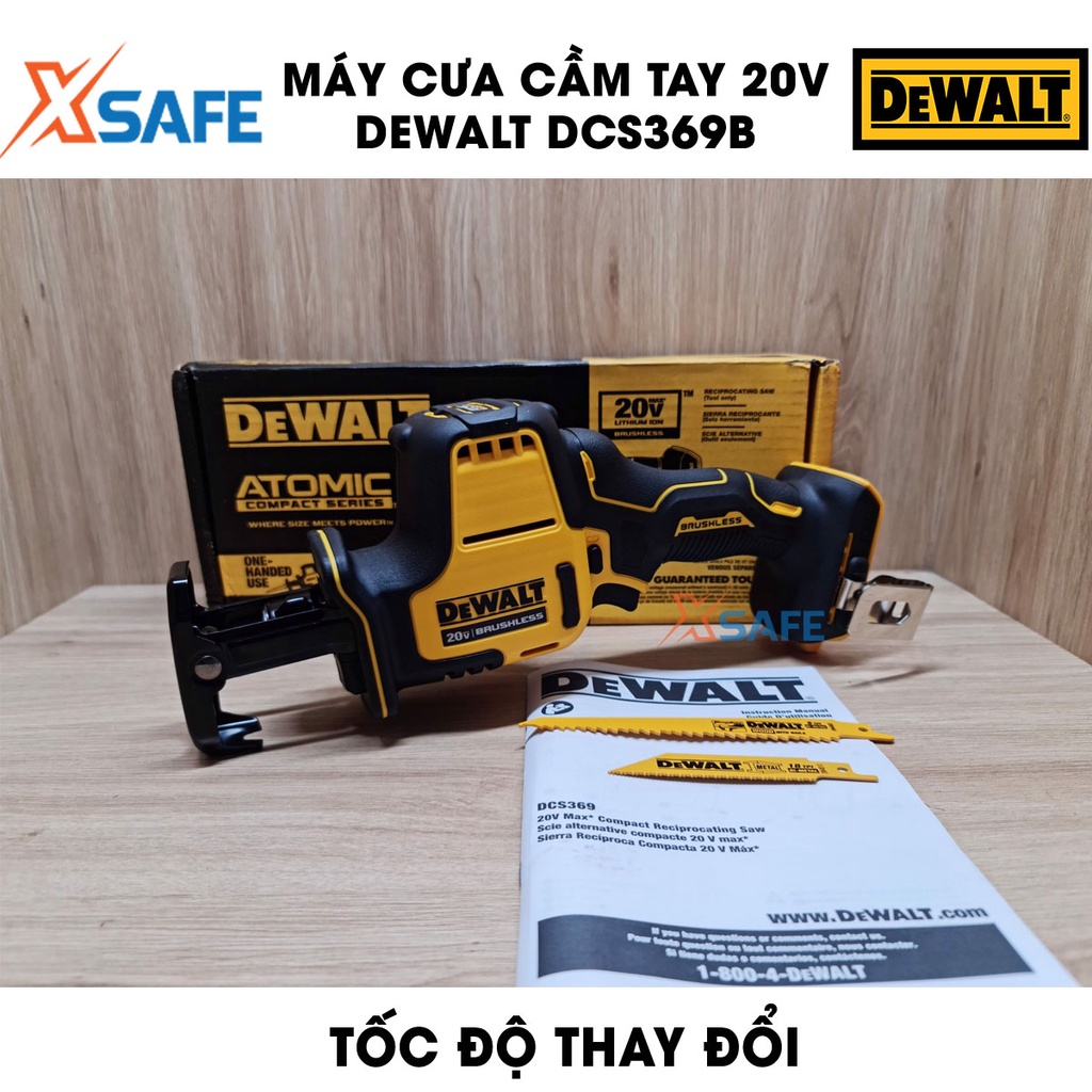 Máy cưa cầm tay 20V Max DEWALT DCS369B Máy cưa chính hãng DeWalt, dùng pin, động cơ không chổi than, có đèn LED làm việc