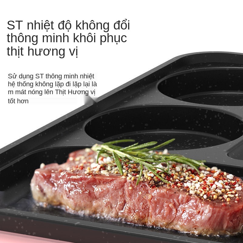 Máy chiên trứng chống dính đáy phẳng dùng trong gia đình chảo ăn sáng pancake khuôn tạo tác tráng nhỏ bốn lỗ