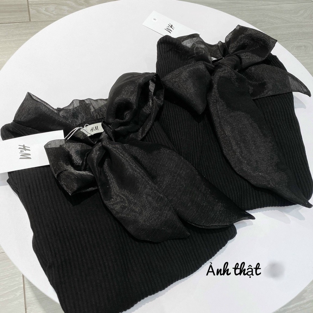 Áo len cổ nơ bánh bèo