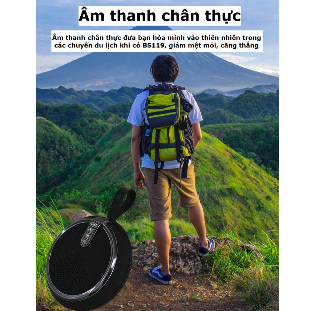 Loa bluetooth mini nghe nhạc BS119 cầm tay nhỏ gọn hỗ trợ thẻ nhớ và cổng 3.5