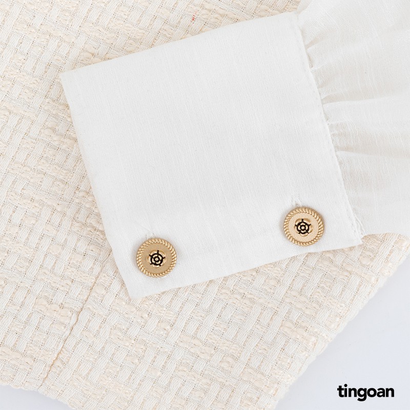 Áo tweed croptop dài tay phối ozganza trắng vai bồng nude tingoan IN PARIS TWEED TOP/WH | BigBuy360 - bigbuy360.vn