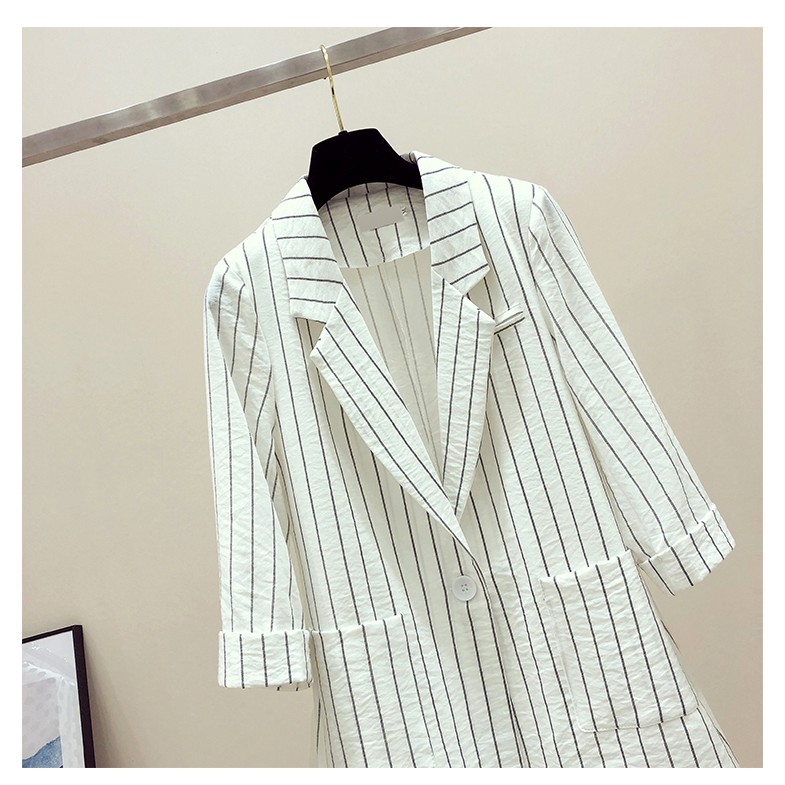 Áo Khoác Vest Kẻ Sọc Dọc Thanh Lịch Cho Nữ
