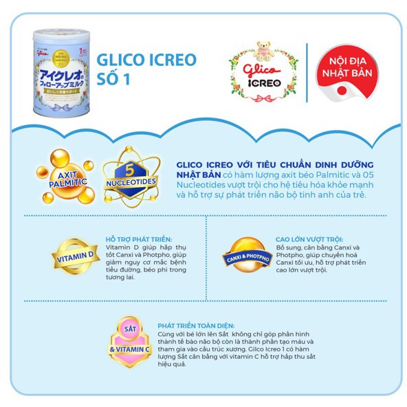 CB 2 lon sữa Icreo số 1 800g & 1 gói 5 thanh 12.7g