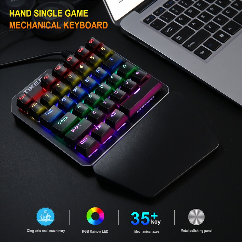 Rnvn K585 One-handed RGB Luminous Green Axis Mechanical Game Keyboard Rnvv