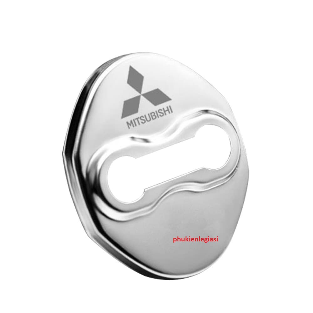 Set 4 Ốp Bảo Vệ Khóa Cửa Xe Ô Tô Ốp cửa Inox Logo Mitsubishi Grandis