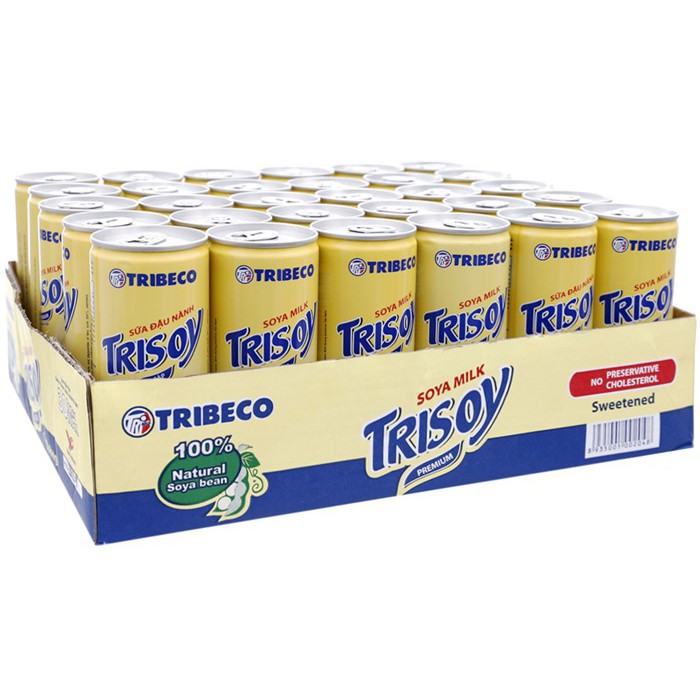 Thùng 30 lon Sữa đậu nành Tribeco Trisoy 240ml