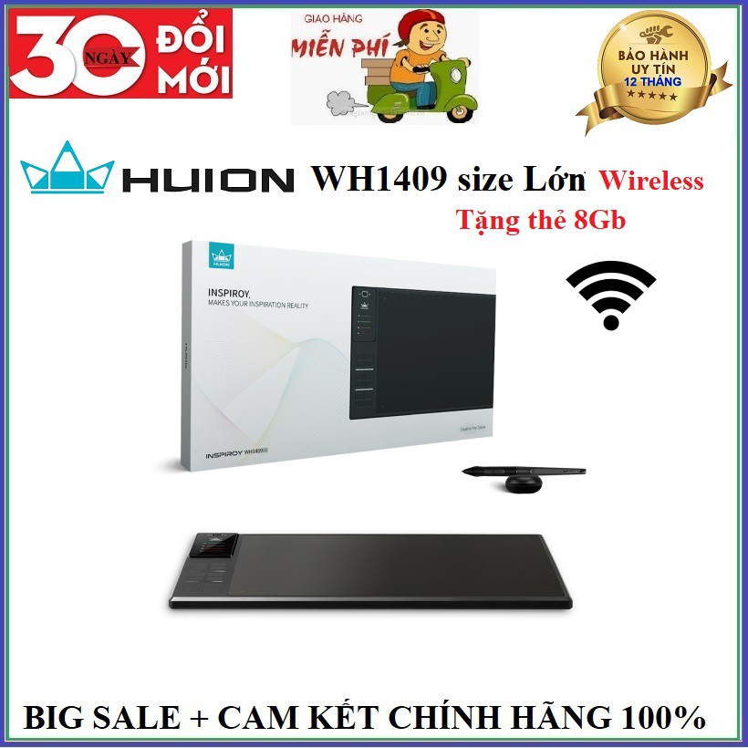 Bảng vẽ điện tử cảm ứng Huion Giano WH1409 V2 (8192) size lớn, không dây - Hàng Chính Hãng