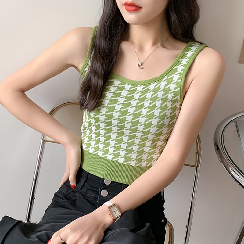 Áo Lửng Hai Dây In Họa Tiết Phong Cách Hàn Quốc Quyến Rũ Dành Cho Nữ