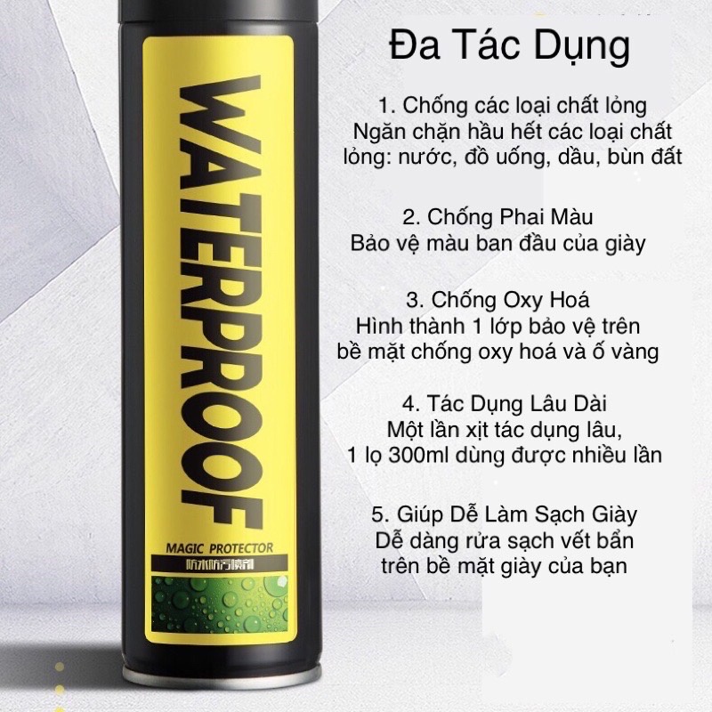 Xịt Nano Chống Nước WATER PROOF - Bảo Vệ Giày Và Mọi Đồ Vật Khỏi Chất Lỏng