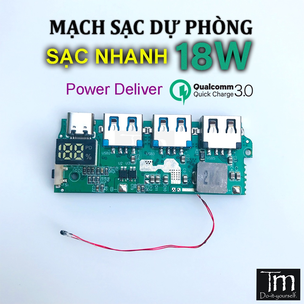 Mạch Sạc Dự Phòng Sạc Nhanh 18W Qc3.0 IP5328 3 Cổng USB