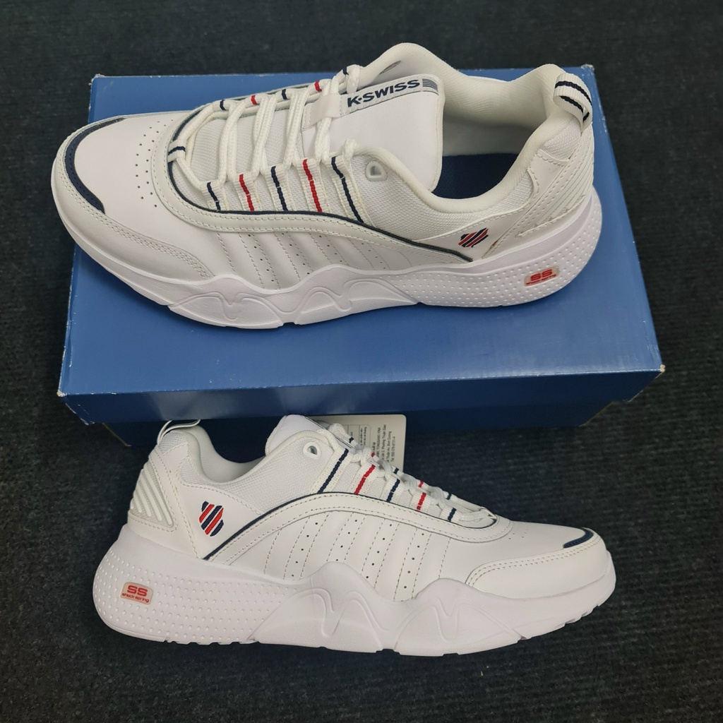 Giày Kswiss chính hãng màu trắng viền đỏ cho nam siêu nhẹ