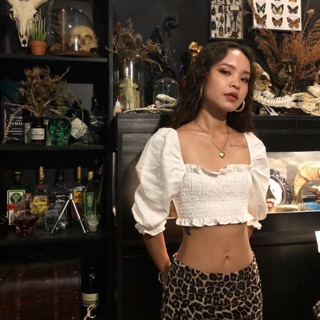 Croptop cổ vuông tay bồng thân chun - SugarG