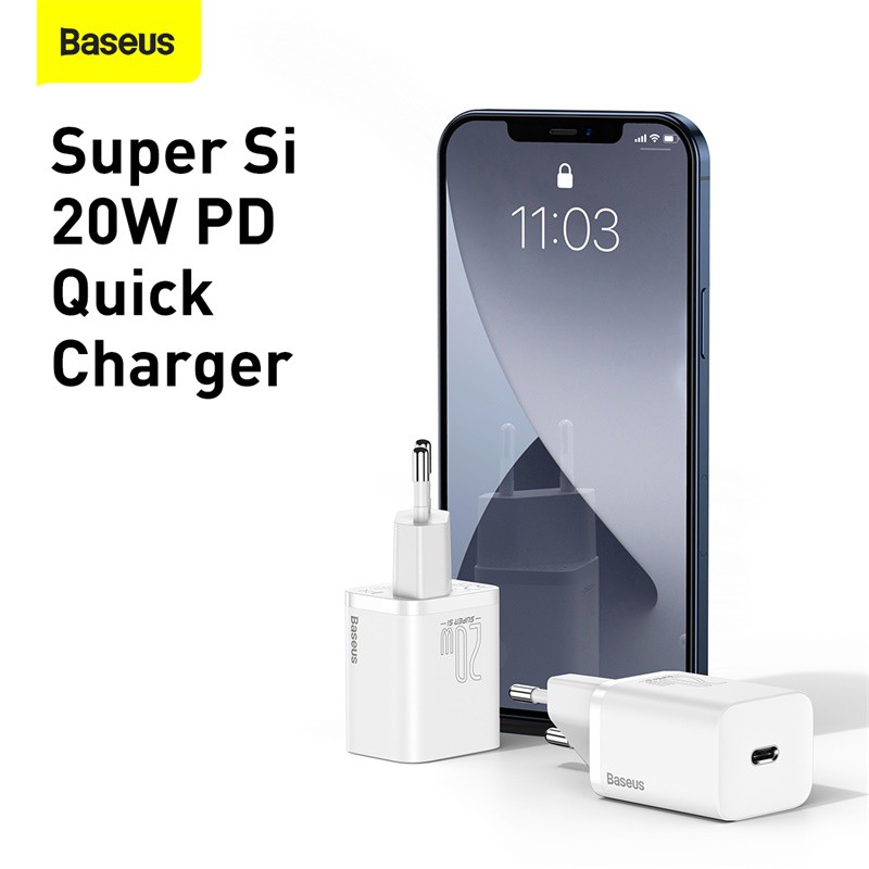 Bộ củ cáp sạc nhanh 20W dành riêng iPhone 12 chính hãng Baseus tương thích iPhone/ iPad/iPad Pro