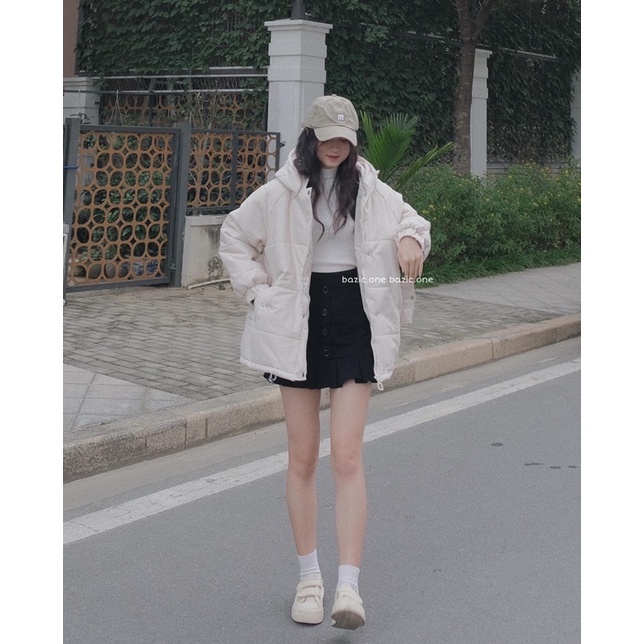 Áo khoác phao form rộng, áo khoác phao có mũ Hàn Quốc Bazic one | BigBuy360 - bigbuy360.vn