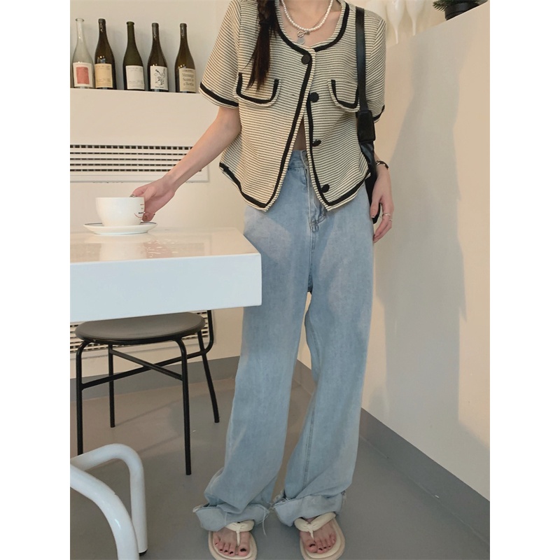 Áo Khoác Nữ Cổ Tròn Ngắn Tay Phong Cách Pháp Cổ Điển 53313