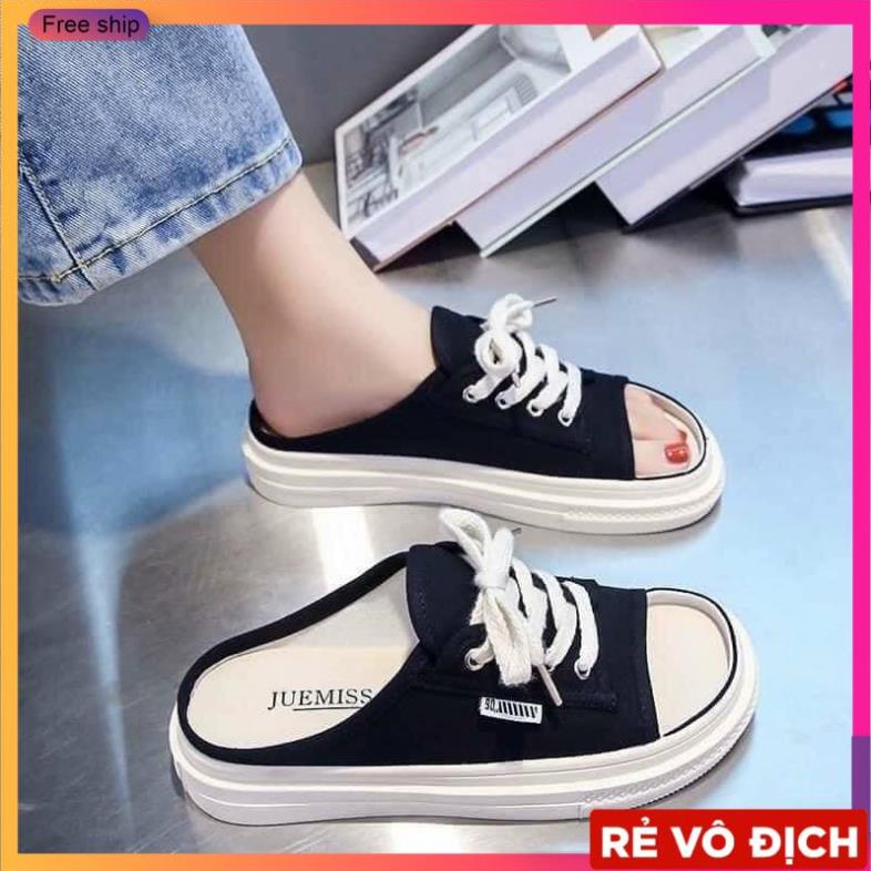Giày Nữ - Giày Sục Nữ Đạp Gót Buộc Dây Hở Mũi Cao Cấp Thời Trang Phong Cách Hàn Quốc