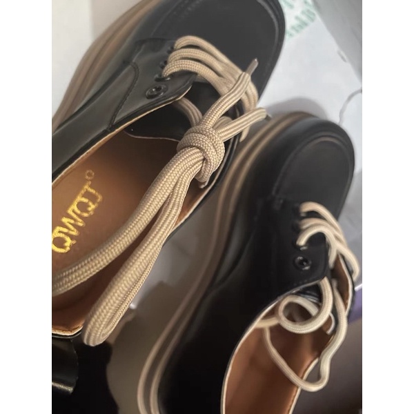 N24SẴN Giày búp bê Oxford lolita ulzzang độn đế bánh mì mũi tròn da trơn bóg nhẹ dây da PU siu xinh