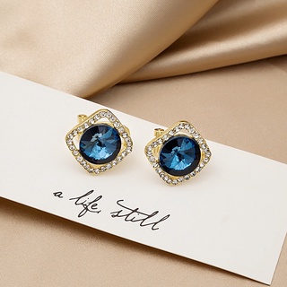 Bông Tai Bạc 925 Đính Đá Sapphire Sang Trọng Đơn Giản
