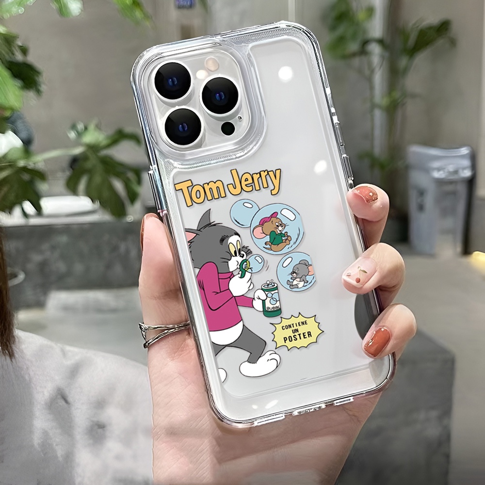 Ốp Điện Thoại Trong Suốt In Hình Mèo Và Chuột Vui Nhộn Cho iphone 14ProMax 14Plus 13 11 12 7Plus X XR