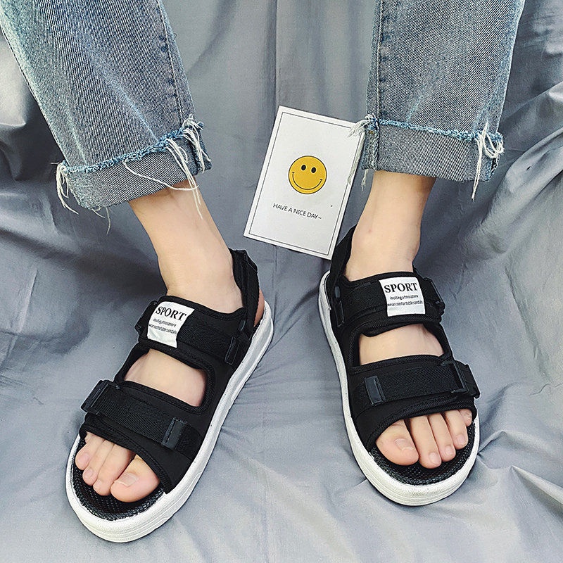 Giày sandal quai dán unisex, sandal nữ nam đi học