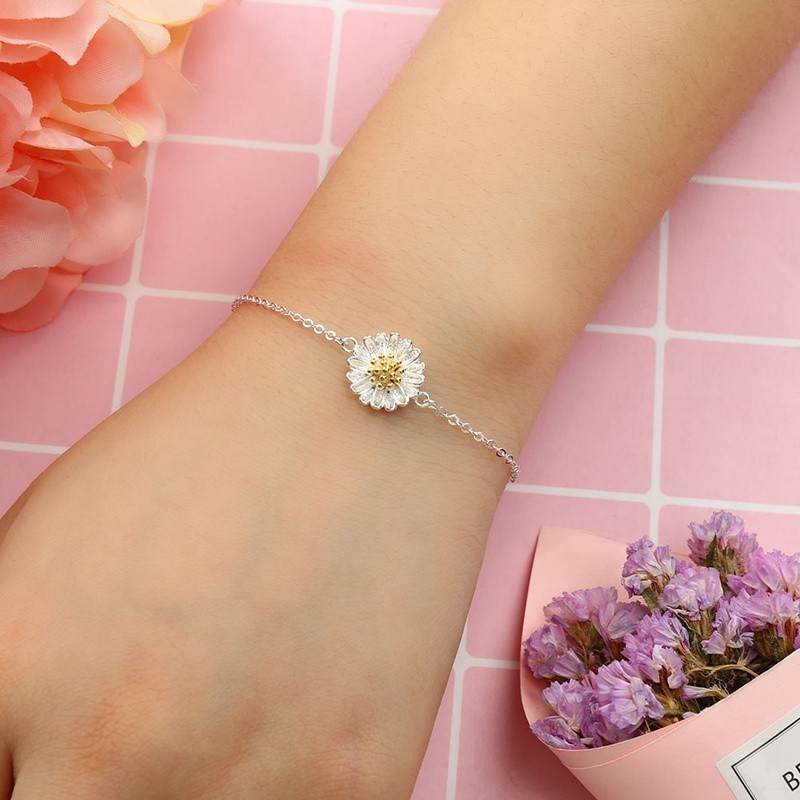 Lắc chân mạ bạc 925 hình hoa hướng dương xinh xắn
