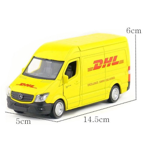 Mô hình tĩnh xe DHL Mercedes-Benz Sprinter 1:36 kim loại ô tô tải vận chuyển đồ chơi trẻ em oto mini vỏ sắt trưng bày