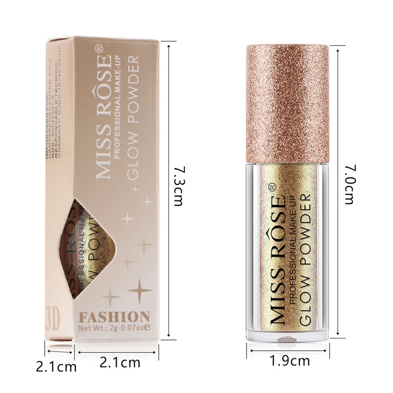 [Hàng mới về] Phấn trang điểm mắt MISS ROSE đầu con lăn màu đơn ánh ngọc trai lấp lánh dành cho người lười