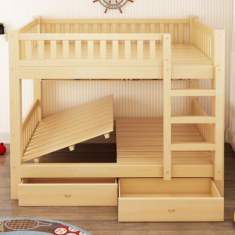 Giường tầng gỗ cứng người lớn rắn đôi trẻ em cao và thấp hai lớp mẹ con
