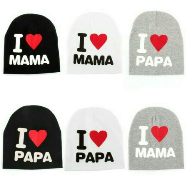 Mũ Vải Cotton I Love Papa, Mama (hàng loại 1)