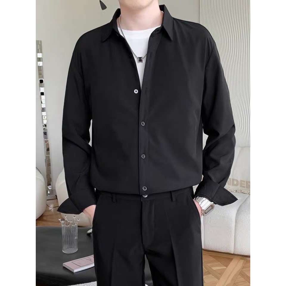 Áo sơ mi nam đẹp nhiều màu unisex trơn form rộng vừa vải lụa mịn mềm mại phong cách Hàn Quốc Hothit 2022