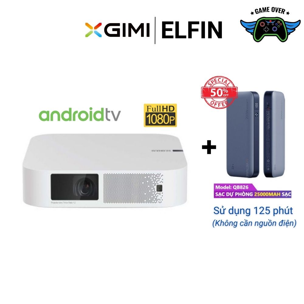 Máy chiếu thông minh XGIMI Elfin - Full HD - 800Ansi - 3D - Android TV - Tiếng Việt - BH 1năm Chính hãng