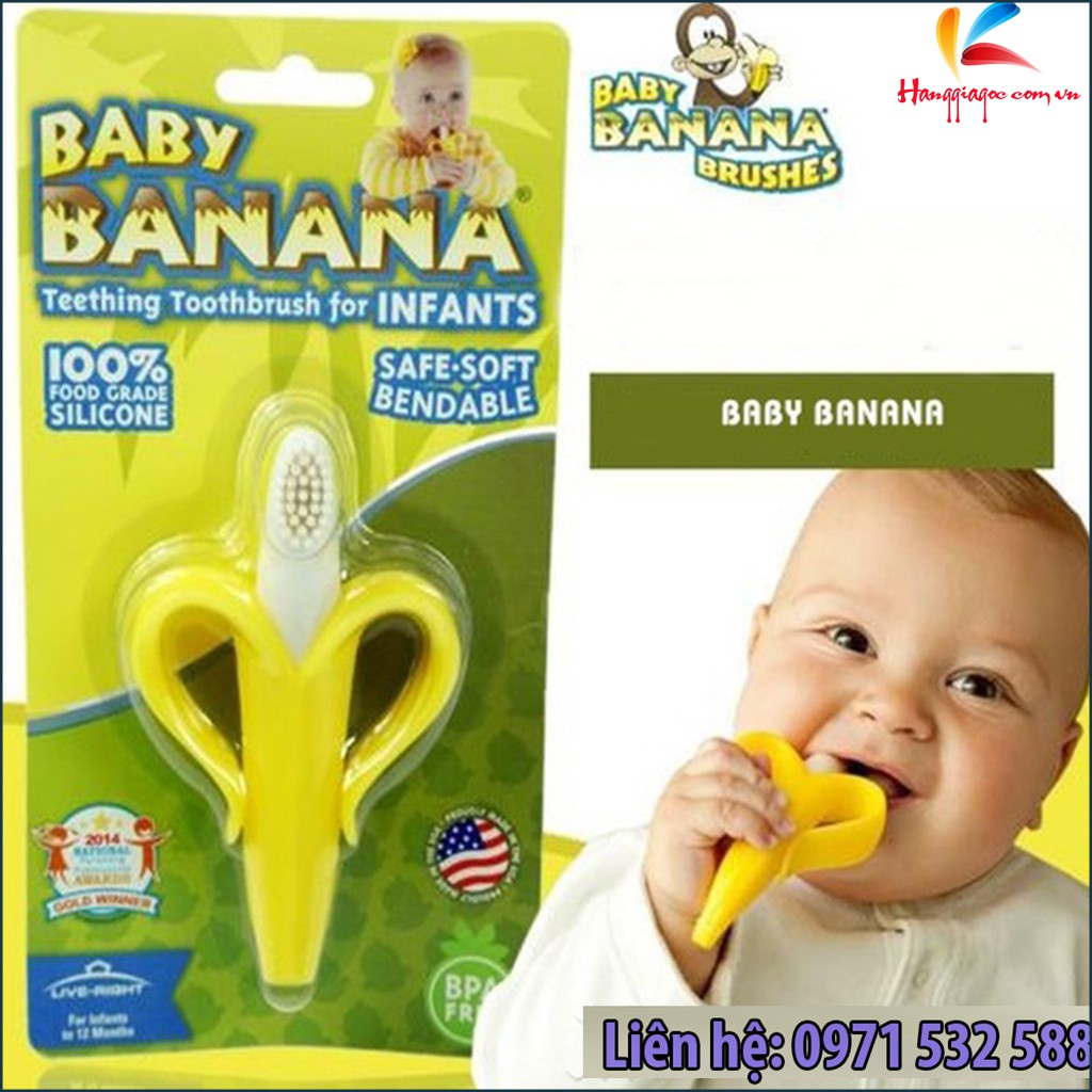Gặm nướu và bàn chải 2 trong 1 Baby Banana từ Mỹ