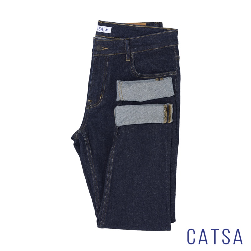 Quần jeans nam xanh đen CATSA chất jeans đẹp, mặc thoải mái, năng động thể thao form SLIMFIT QDL134