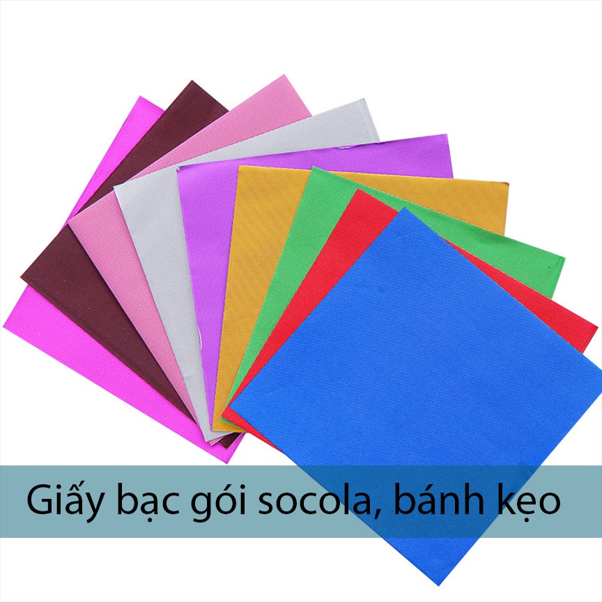 Tệp 100 Giấy bạc bọc socola  cỡ 8x8cm, bọc kẹo, giấy gói kẹo, socola nhiều màu lựa cọn