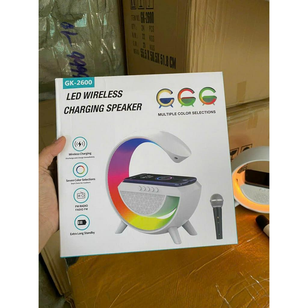 Loa bluetooth chữ G với 256 màu LED RGB, tích hợp với sạc không dây 15W nghe nhạc sống động, chân thực