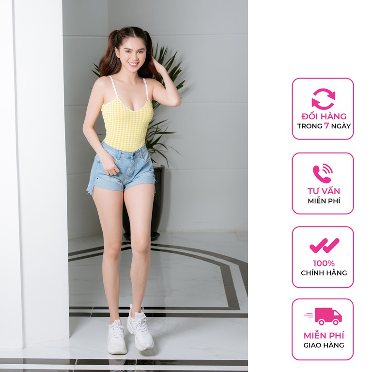 Jumpsuit nữ 2 dây cổ chữ U ôm sát thời trang vải dệt kim cao cấp VENUSSECRET | BigBuy360 - bigbuy360.vn