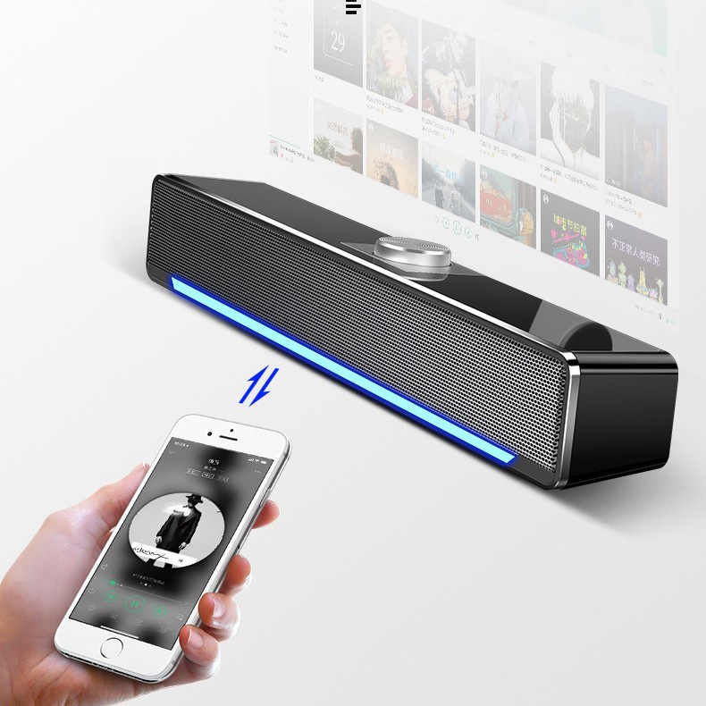 Loa Máy Tính Có Bluetooth SADA V-196, Có Dải Đèn Led Cao Cấp Siêu Đẹp, Âm Thanh Siêu Trầm