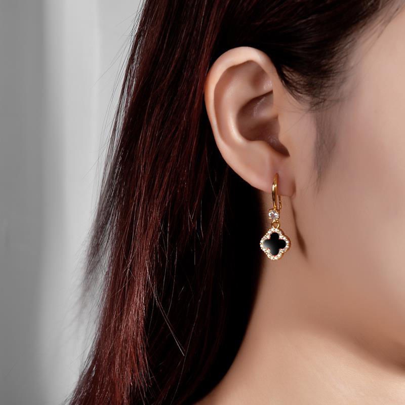 Bông tai bạc 925 hình cỏ bốn lá sang trọng