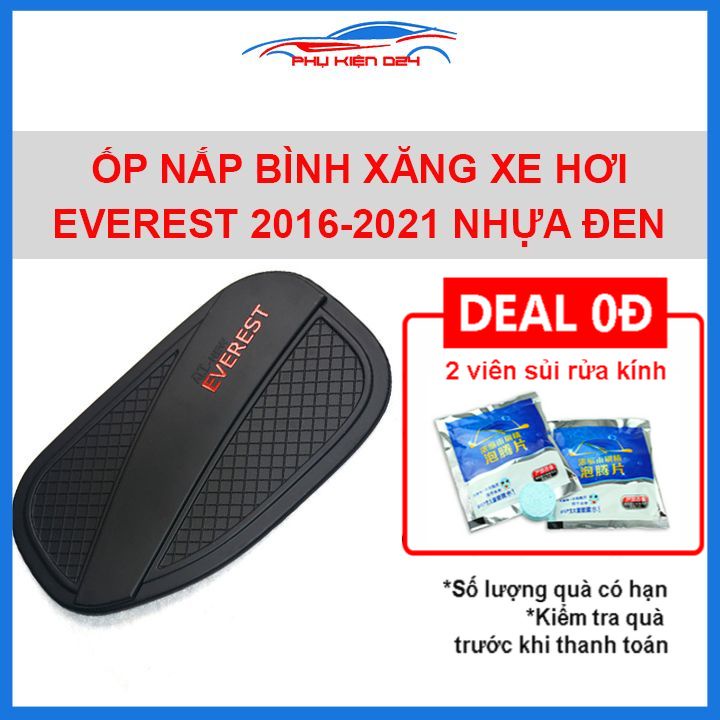 Ốp nắp bình xăng Everest 2016-2017-2018-2019-2020-2021 nhựa đen chống trầy trang trí ô tô