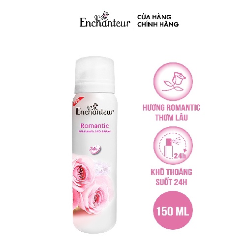 Combo Sữa Tắm Nước Hoa Dưỡng Da Enchanteur Romantic 650G + Xịt Khử Mùi Hương Nước Hoa Enchanteur Romantic 150ml