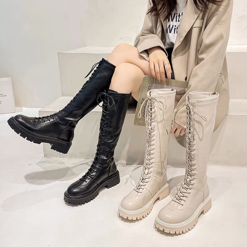 Giày boots chiến binh có dây buộc khoá sau (Hàng QCCC)