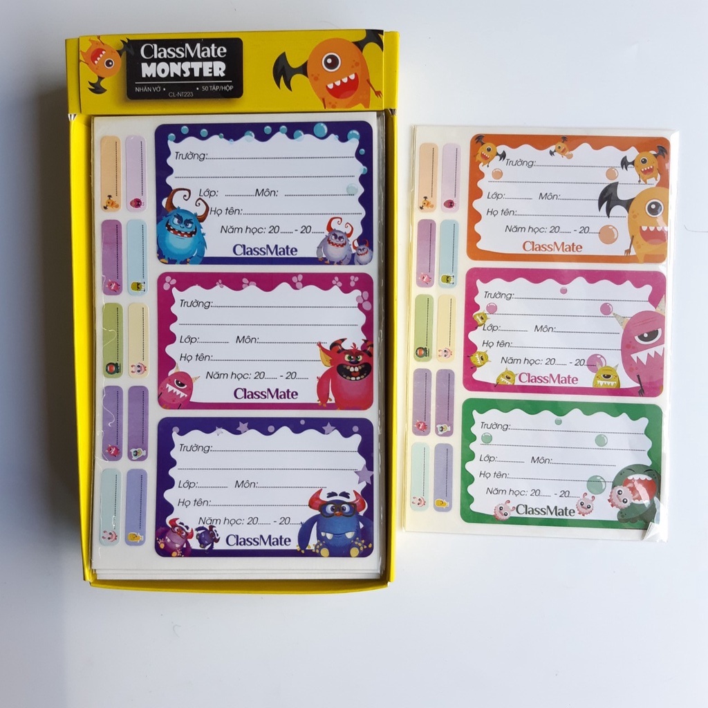 Nhãn Vở Có Keo Dán Sẵn CLASSMATE Chất Liệu Giấy Bóng Nổi Bật, Họa Tiết Monster Dễ Thương 15 Cái/Tập CL-NT223