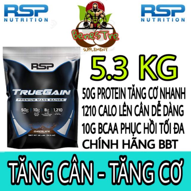 RSP TRUE GAIN MASS SỮA TĂNG CÂN, TĂNG CƠ HẠN CHẾ MỠ