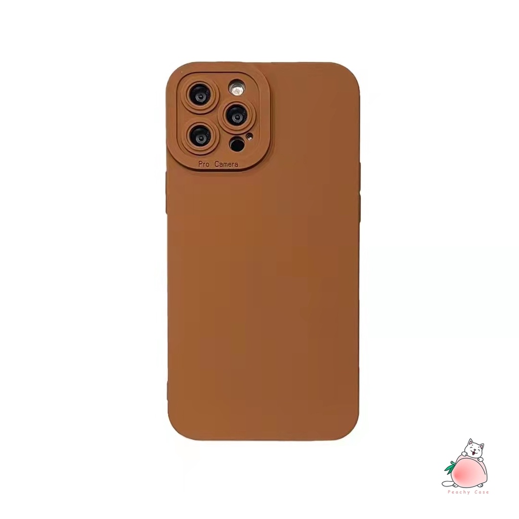 Ốp điện thoại TPU mềm màu hồng/ nâu thích hợp cho iPhone 13 13PRO 13promax 12 11 Pro Xs Max Xr 12pro 11pro 7 8 Plus