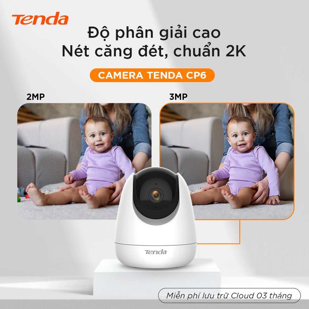 Camera Wifi Trong Nhà Tenda CP3 / CP6 Độ phân giải 1080P/2K xoay 360° - Hãng phân phối chính thức