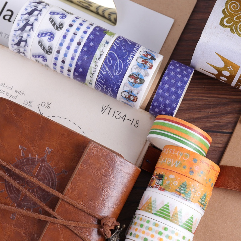 Set 24 Cuộn Băng Dính Washi Họa Tiết Giáng Sinh Trang Trí Thủ Công Đa Ứng Dụng